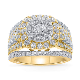 10K YELLOW GOLD 3.25 CARAT WOMEN REAL DIAMOND ENGAGEMENT RING WEDDING RING BRIDAL