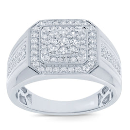 10K WHITE GOLD 1.15 CARAT MENS REAL DIAMOND ENGAGEMENT WEDDING PINKY RING BAND