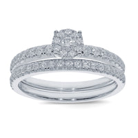 
              10K WHITE GOLD .70 CARAT WOMENS DIAMOND ENGAGEMENT RING WEDDING BAND BRIDAL SET
            