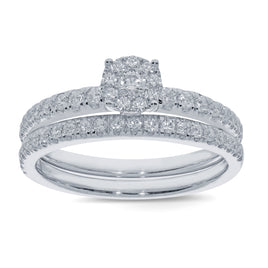 10K WHITE GOLD .70 CARAT WOMENS DIAMOND ENGAGEMENT RING WEDDING BAND BRIDAL SET