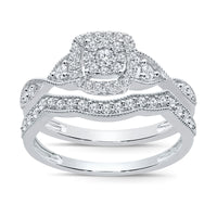 
              10K WHITE GOLD .60 CARAT WOMEN REAL DIAMOND ENGAGEMENT RING WEDDING BAND RING SET
            