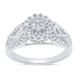 10K WHITE GOLD .60 CARAT REAL DIAMOND ENGAGEMENT RING WEDDING RING BRIDAL