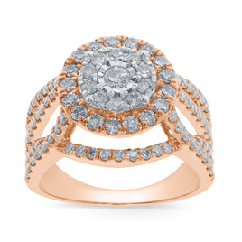 10K ROSE GOLD 1.60 CARAT WOMEN REAL DIAMOND ENGAGEMENT RING WEDDING RING BRIDAL