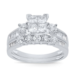 10K WHITE GOLD 1.75 CARAT WOMEN REAL DIAMOND ENGAGEMENT RING WEDDING BAND RING SET
