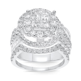 10K WHITE GOLD 3.25 CARAT REAL DIAMOND ENGAGEMENT RING WEDDING BAND BRIDAL SET