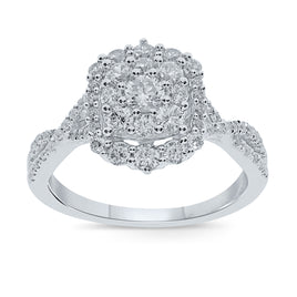 10K WHITE GOLD 1.10 CARAT WOMEN REAL DIAMOND ENGAGEMENT RING WEDDING RING BRIDAL