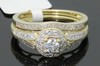 
              10K YELLOW GOLD .60 CARAT WOMENS REAL DIAMOND ENGAGEMENT RING WEDDING BAND SET
            
