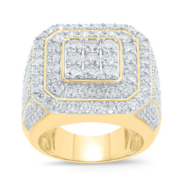 10K YELLOW GOLD 5.25 CARAT MENS REAL DIAMOND ENGAGEMENT WEDDING PINKY RING BAND