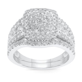 10K WHITE GOLD 2.25 CARAT WOMEN REAL DIAMOND ENGAGEMENT RING WEDDING BAND RING SET