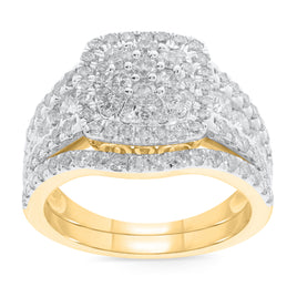 10K YELLOW GOLD 2.25 CARAT WOMEN REAL DIAMOND ENGAGEMENT RING WEDDING BAND RING SET