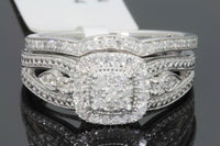
              10K WHITE GOLD .50 CARAT WOMEN REAL DIAMOND ENGAGEMENT RING WEDDING BAND BRIDAL SET
            