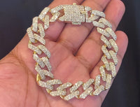 
              10K YELLOW GOLD 12 CARAT REAL DIAMOND 59.20 GRAMS 15MM 8.75 INCHES CUBAN LINK BRACELET
            