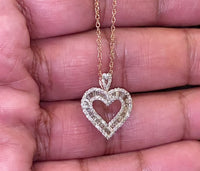 
              10K ROSE GOLD .75 CARAT REAL DIAMOND HEART PENDANT NECKLACE WITH ROSE GOLD CHAIN
            