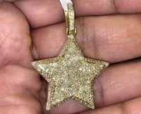 
              10K SOLID YELLOW GOLD 3.75 CARAT REAL DIAMOND 1.75" STAR PENDANT CHARM
            