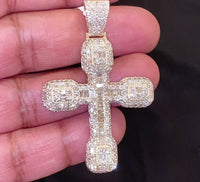 
              10K YELLOW GOLD 4.75 CARAT 2.25 INCHES REAL DIAMOND CROSS PENDANT CHARM CROSS
            