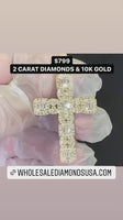 
              10K YELLOW GOLD 2.25 CARAT 2 INCHES REAL DIAMOND MEN CROSS PENDANT CHARM CROSS
            