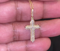 
              10K YELLOW GOLD .40 CARAT REAL DIAMONDS 1.50 INCHES CROSS PENDANT WITH 18" GOLD CHAIN
            