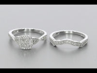 
              10K WHITE GOLD .60 CARAT WOMEN REAL DIAMOND ENGAGEMENT RING WEDDING BAND RING SET
            