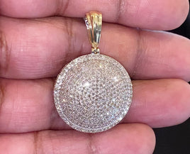 10K YELLOW GOLD 2.50 CARAT 1.50 INCHES REAL DIAMOND DOG TAG PENDANT CHARM