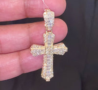 
              10K YELLOW GOLD 2 CARAT 2 INCHES REAL DIAMOND MEN CROSS PENDANT CHARM CROSS
            