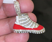 
              10K SOLID WHITE GOLD 1.25 CARAT REAL DIAMOND 1 INCH AIR JORDAN PENDANT CHARM
            