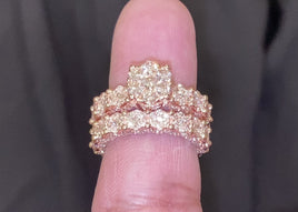 10K ROSE GOLD 4.25 CARAT WOMEN REAL DIAMOND ENGAGEMENT RING WEDDING BAND RING SET