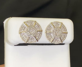 10K YELLOW GOLD .40 CARAT 13 MM 100% GENUINE DIAMONDS MENS/WOMENS EARRING STUDS