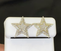 
              10K YELLOW GOLD .50 CARAT 16 MM 100% GENUINE DIAMONDS MENS/WOMENS STAR EARRING STUDS
            