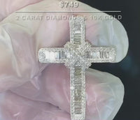 
              10K YELLOW GOLD 2 CARAT 1.50 INCH REAL DIAMOND MEN CROSS PENDANT CHARM CROSS
            