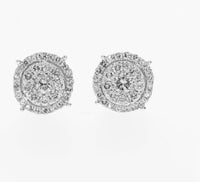 
              10K WHITE GOLD .60 CARAT 100% GENUINE DIAMONDS 8 MM MENS/WOMENS EARRING STUDS
            