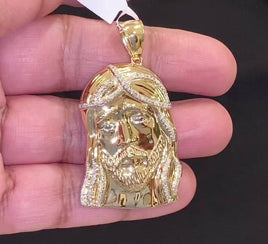 .60 CARAT MENS 100% GENUINE DIAMOND STERLING SILVER JESUS HEAD FACE CROSS CHARM PENDANT PIECE