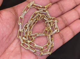 10K YELLOW GOLD 10 CARAT REAL DIAMOND 6 MM 20 INCHES 43.25 GRAM GOLD LINK CHAIN NECKLACE