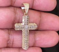 
              10K YELLOW GOLD 1.75 CARAT 1.65 INCHES REAL DIAMOND MEN CROSS PENDANT CHARM CROSS
            