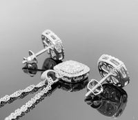 
              10K WHITE GOLD 1.25 CARAT REAL DIAMOND EARRINGS & PENDANT NECKLACE SET WITH WHITE GOLD CHAIN
            