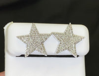 
              10K WHITE GOLD .50 CARAT 16 MM 100% GENUINE DIAMONDS MENS/WOMENS STAR EARRING STUDS
            