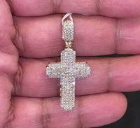 
              10K YELLOW GOLD 1.25 CARAT REAL DIAMONDS 1.50 INCHES CROSS PENDANT
            