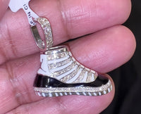 
              10K SOLID WHITE GOLD 1.25 CARAT REAL DIAMOND 1 INCH AIR JORDAN PENDANT CHARM
            
