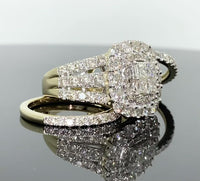 
              10K YELLOW GOLD 4 CARAT WOMEN REAL PRINCESS DIAMOND ENGAGEMENT RING 2 WEDDING BANDS RING SET
            