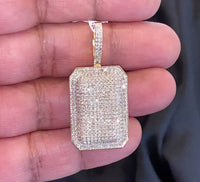 
              10K YELLOW GOLD 2 CARAT 1.75 INCHES REAL DIAMOND DOG TAG PENDANT CHARM
            