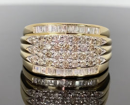 10K YELLOW GOLD 1.75 CARAT MENS REAL DIAMOND ENGAGEMENT WEDDING PINKY RING BAND