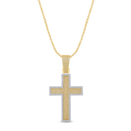 10K YELLOW GOLD 1 CARAT 1.75 INCHES REAL DIAMOND MEN CROSS PENDANT CHARM CROSS