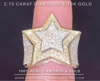 
              10K YELLOW GOLD 2.75 CARAT MENS REAL DIAMOND STAR ENGAGEMENT WEDDING PINKY RING BAND
            