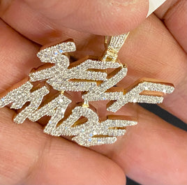 10K SOLID YELLOW GOLD 1.50 CARAT REAL DIAMOND 1.25 INCHES SELF MADE PENDANT CHARM