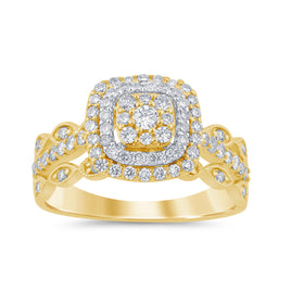 10K YELLOW GOLD .85 CARAT WOMEN REAL DIAMOND ENGAGEMENT RING WEDDING RING BRIDAL