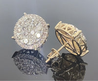 
              10K YELLOW GOLD 2.25 CARAT MENS WOMENS 14 mm 100% GENUINE DIAMONDS EARRING STUDS
            