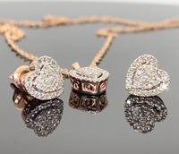 
              10K ROSE GOLD .60 CARAT REAL DIAMOND HEART EARRINGS & PENDANT NECKLACE SET WITH ROSE GOLD CHAIN
            