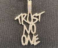 
              10K SOLID YELLOW GOLD .85 CARAT REAL DIAMOND 1.25 INCHES TRUST NO ONE PENDANT CHARM
            