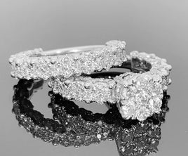 10K WHITE GOLD 4.25 CARAT WOMEN REAL DIAMOND ENGAGEMENT RING WEDDING BAND RING SET