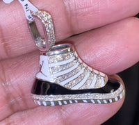 
              10K SOLID WHITE GOLD 1.25 CARAT REAL DIAMOND 1 INCH AIR JORDAN PENDANT CHARM
            