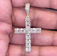 
              10K YELLOW GOLD 2.50 CARAT 1.75 INCHES REAL DIAMOND MEN CROSS PENDANT CHARM CROSS
            